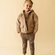 Organic Quilted Hooded Jacket - Taupe - Makemake Organics
