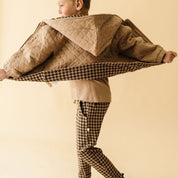 Organic Quilted Hooded Jacket - Taupe - Makemake Organics