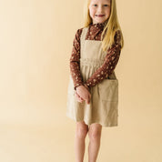 Organic Corduroy Pinafore Dress - Oat - Makemake Organics