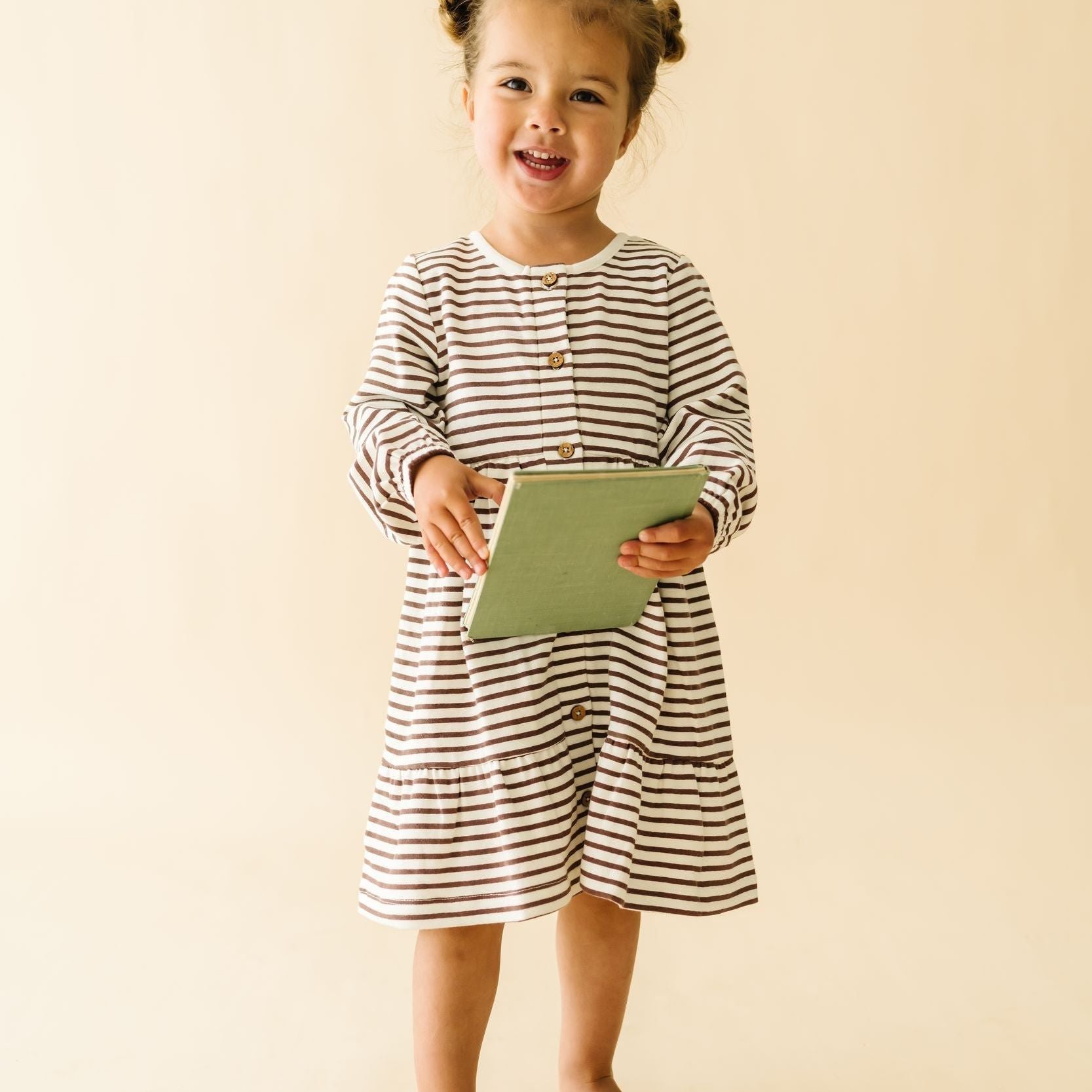 Organic Tiered Dress - Plum Stripes - Makemake Organics