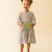 Organic Tiered Dress - Plum Stripes - Makemake Organics