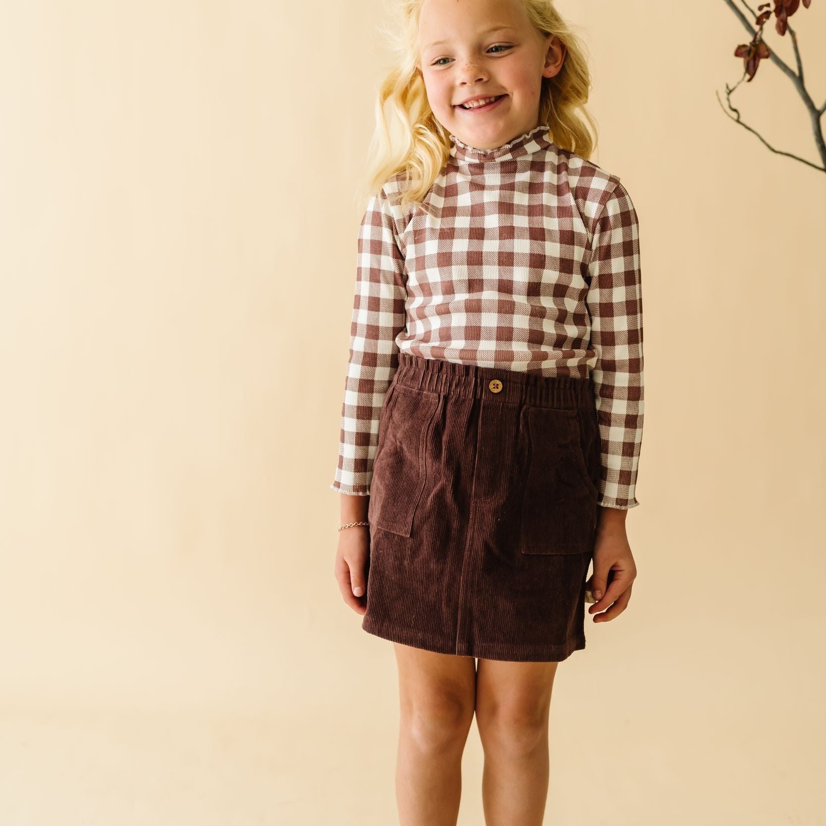 Organic Top and Corduroy Skirt Set - Plum - Makemake Organics