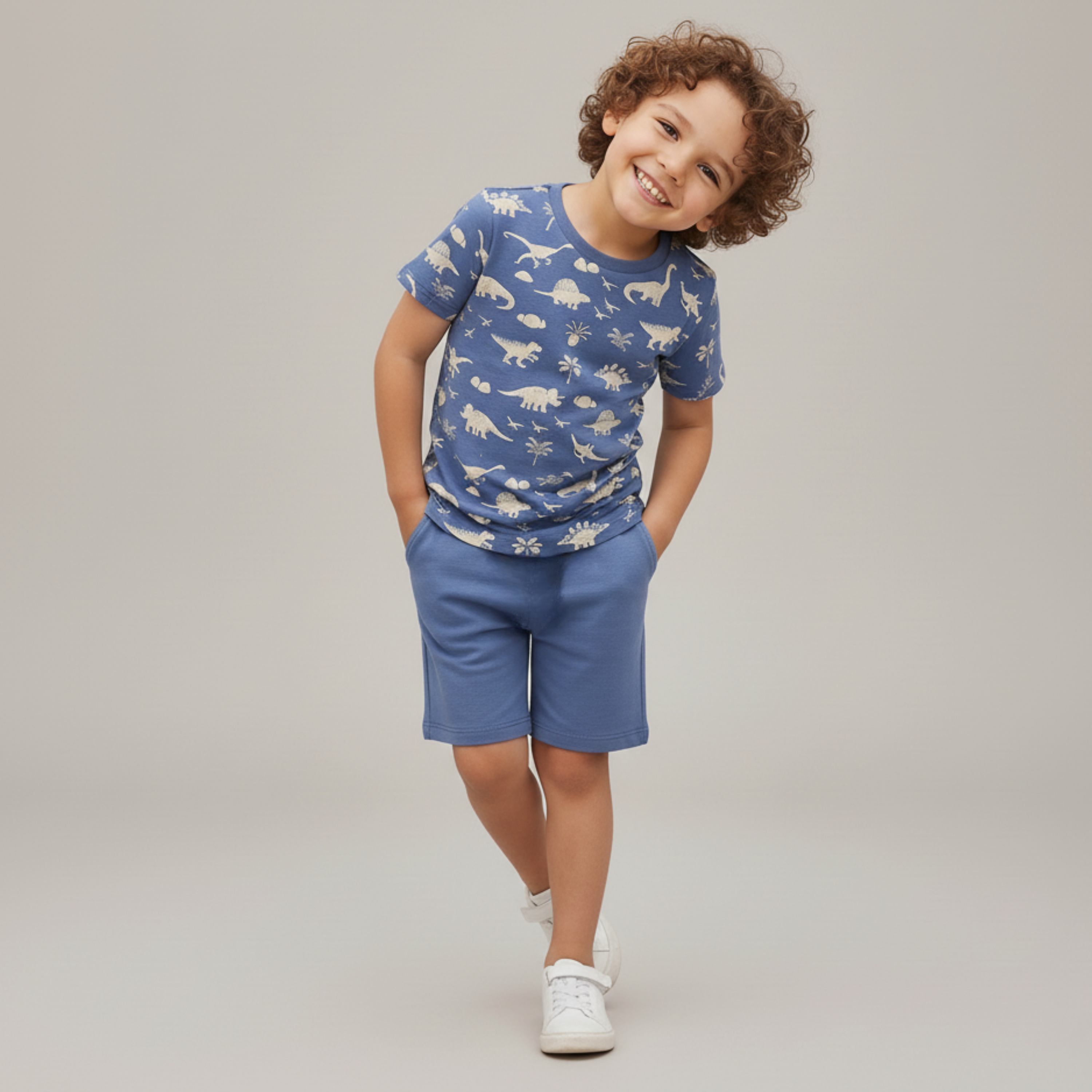 Organic Tee & Shorts Set - Dino - Makemake Organics