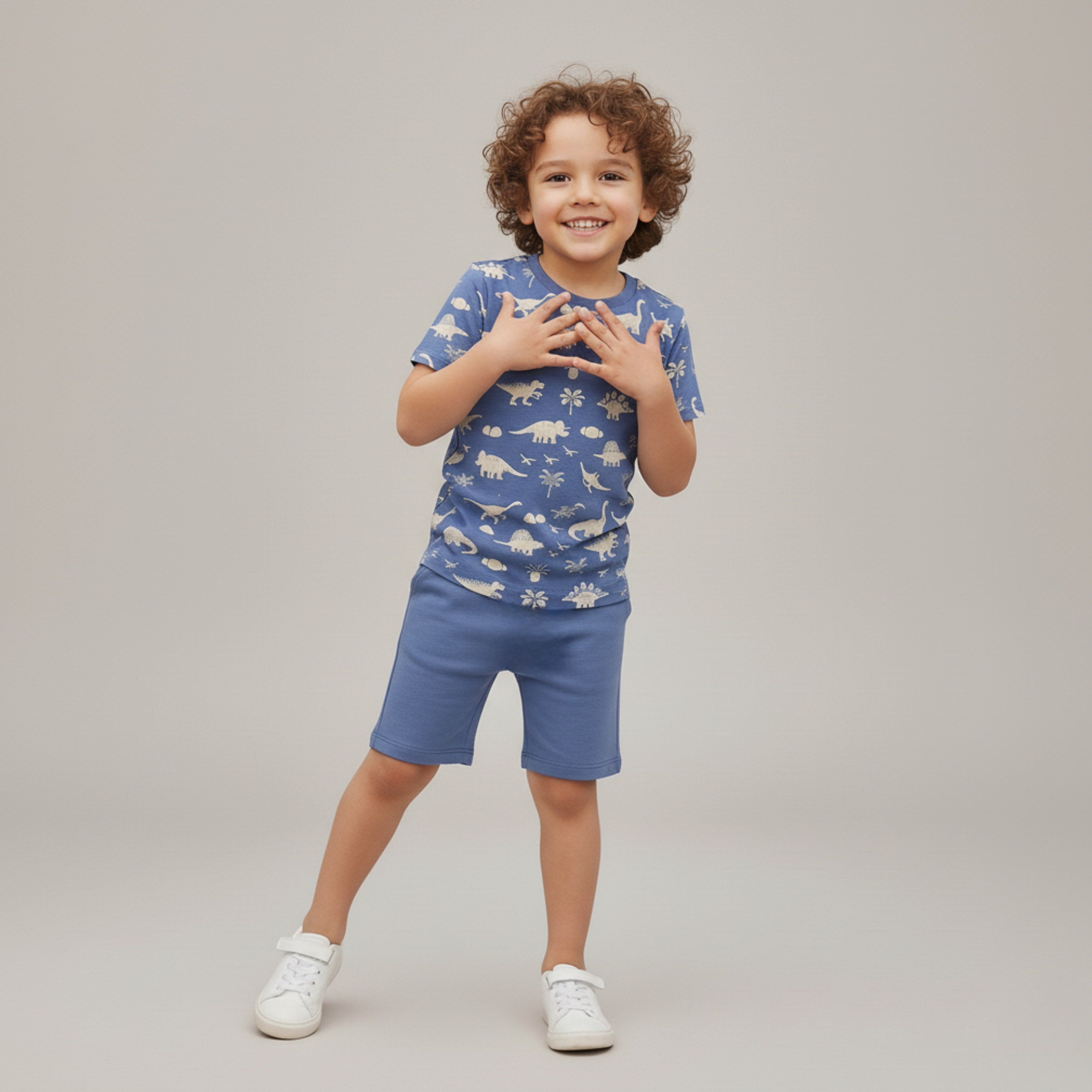 Organic Tee & Shorts Set - Dino - Makemake Organics