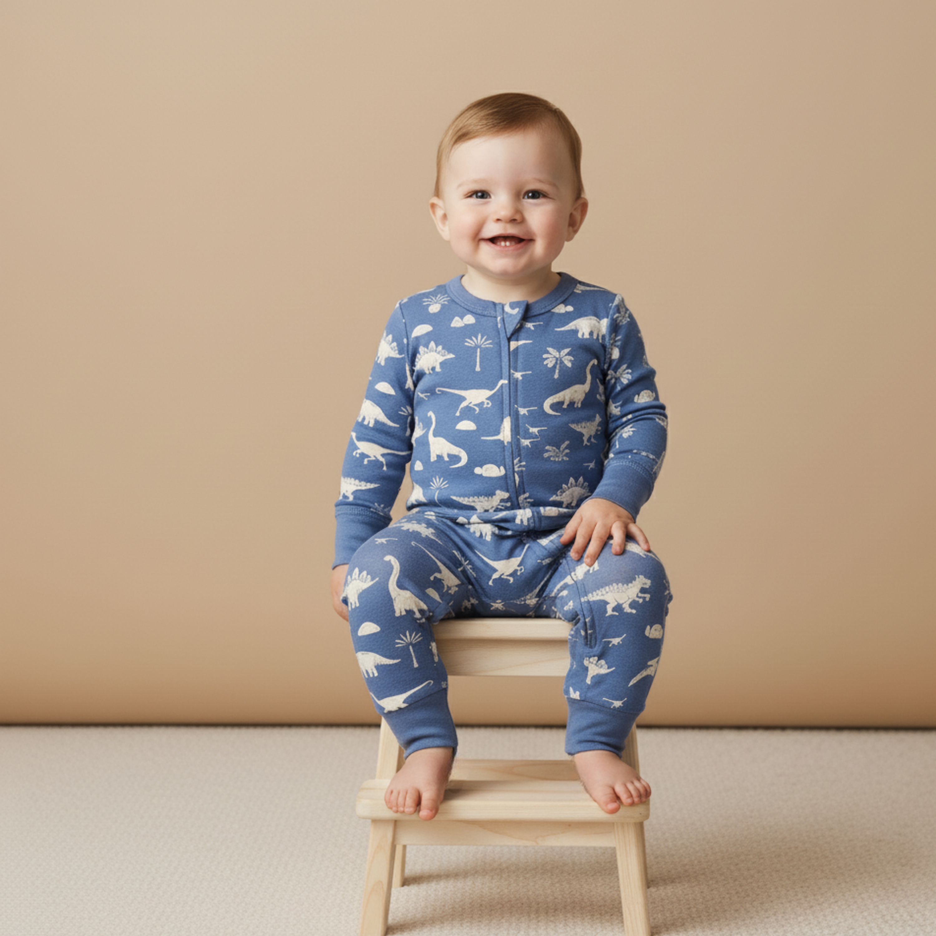 Organic 2-Way Zip Romper - Dino - Makemake Organics