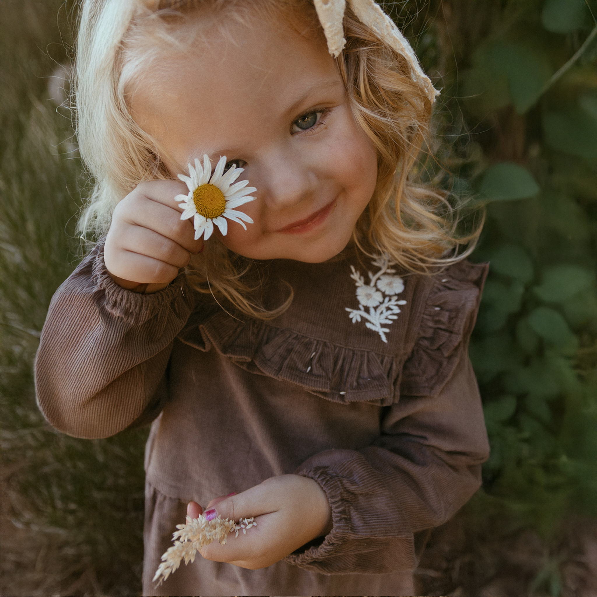 Organic Embroidered Corduroy Dress - Dark Brown Makemake Organics Organic Embroidered Corduroy Dress - Dark Brown Makemake Organics