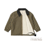 Organic Corduroy Collar Twill Jacket - Olive Gingham