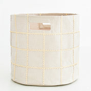Handmade Canvas Storage Basket Mesh Lace -Oat - Makemake Organics