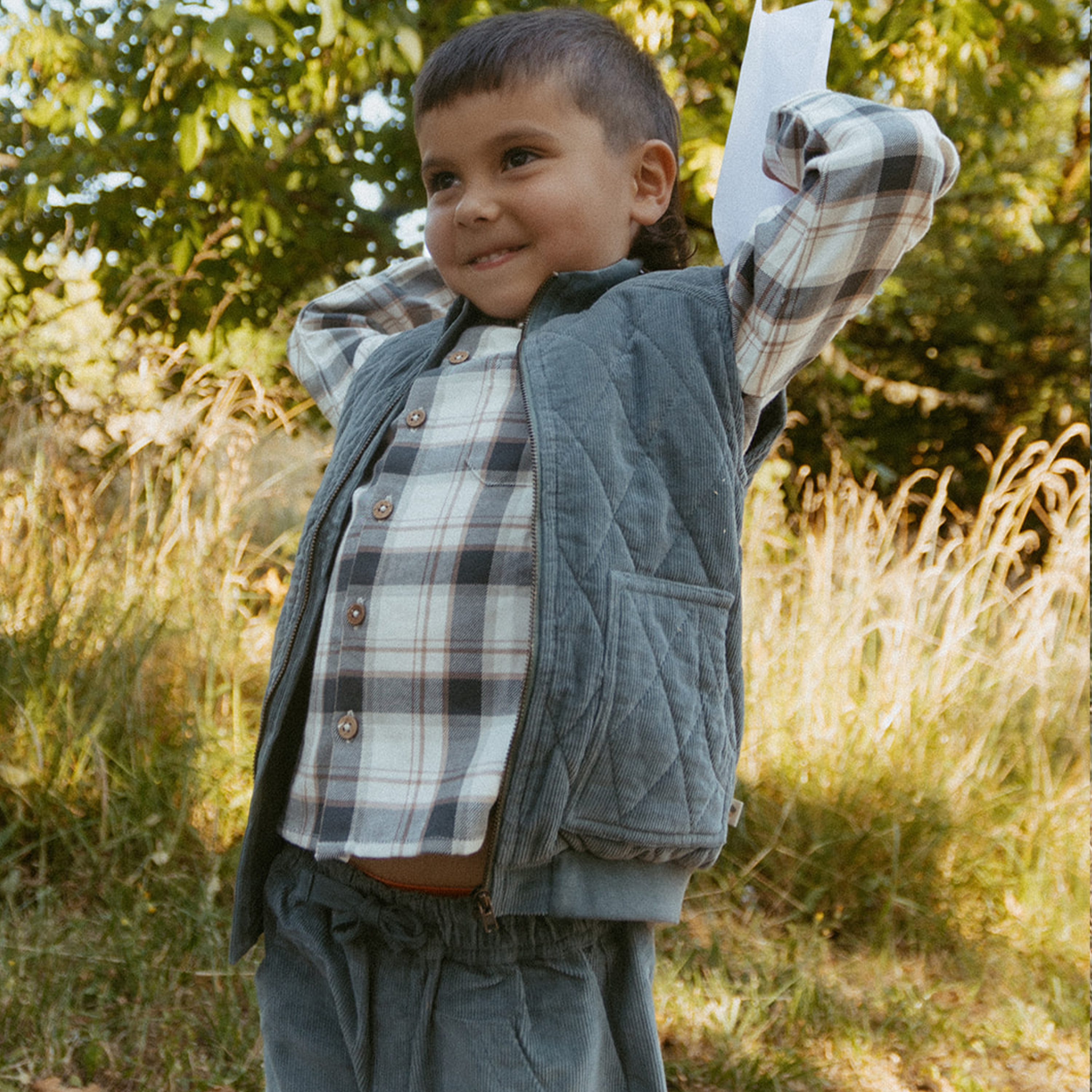Organic Sleeveless Quilted Corduroy Jacket - Hale Navy - Makemake Organics