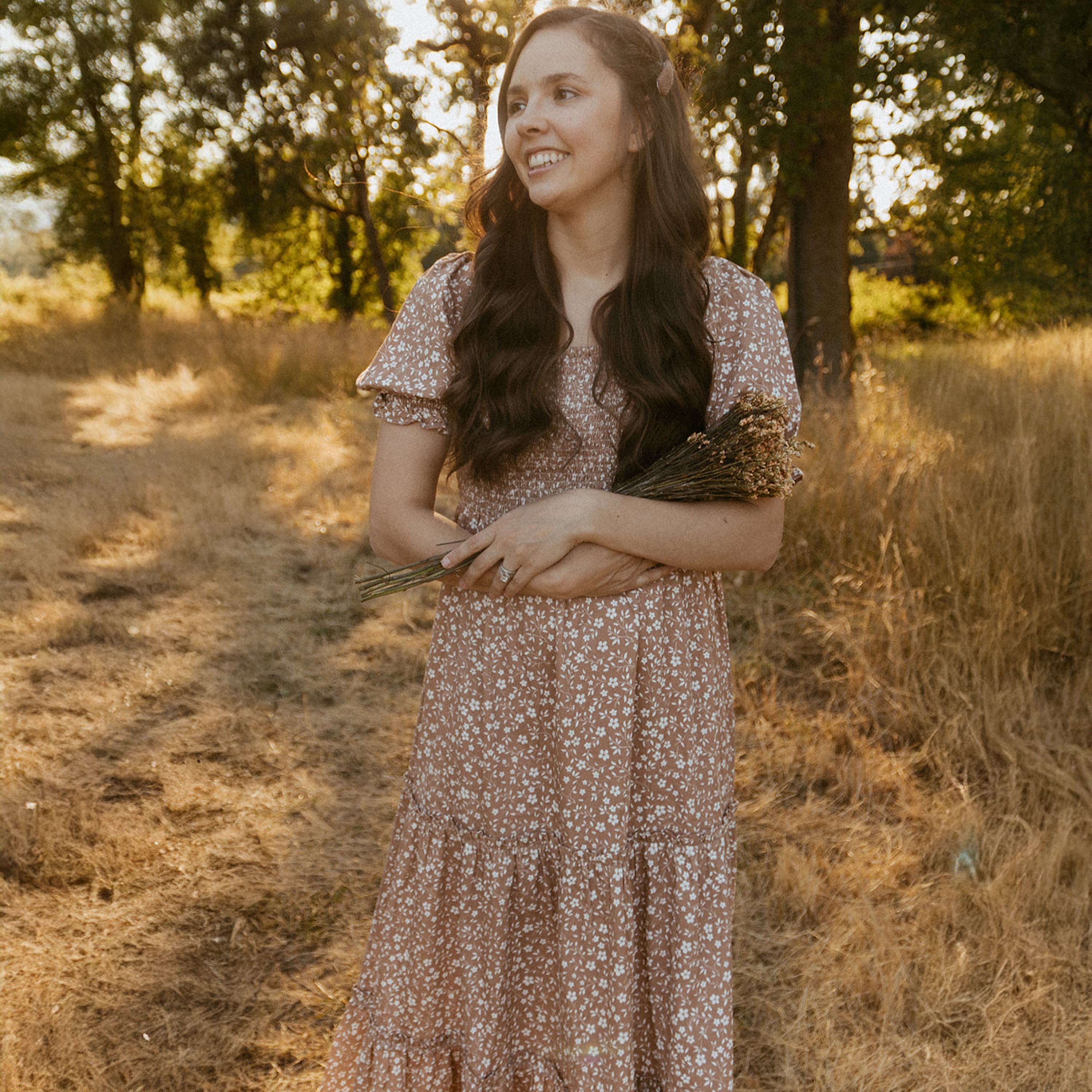 Organic Smocked Tiered Dress - Harvest - Makemake Organics