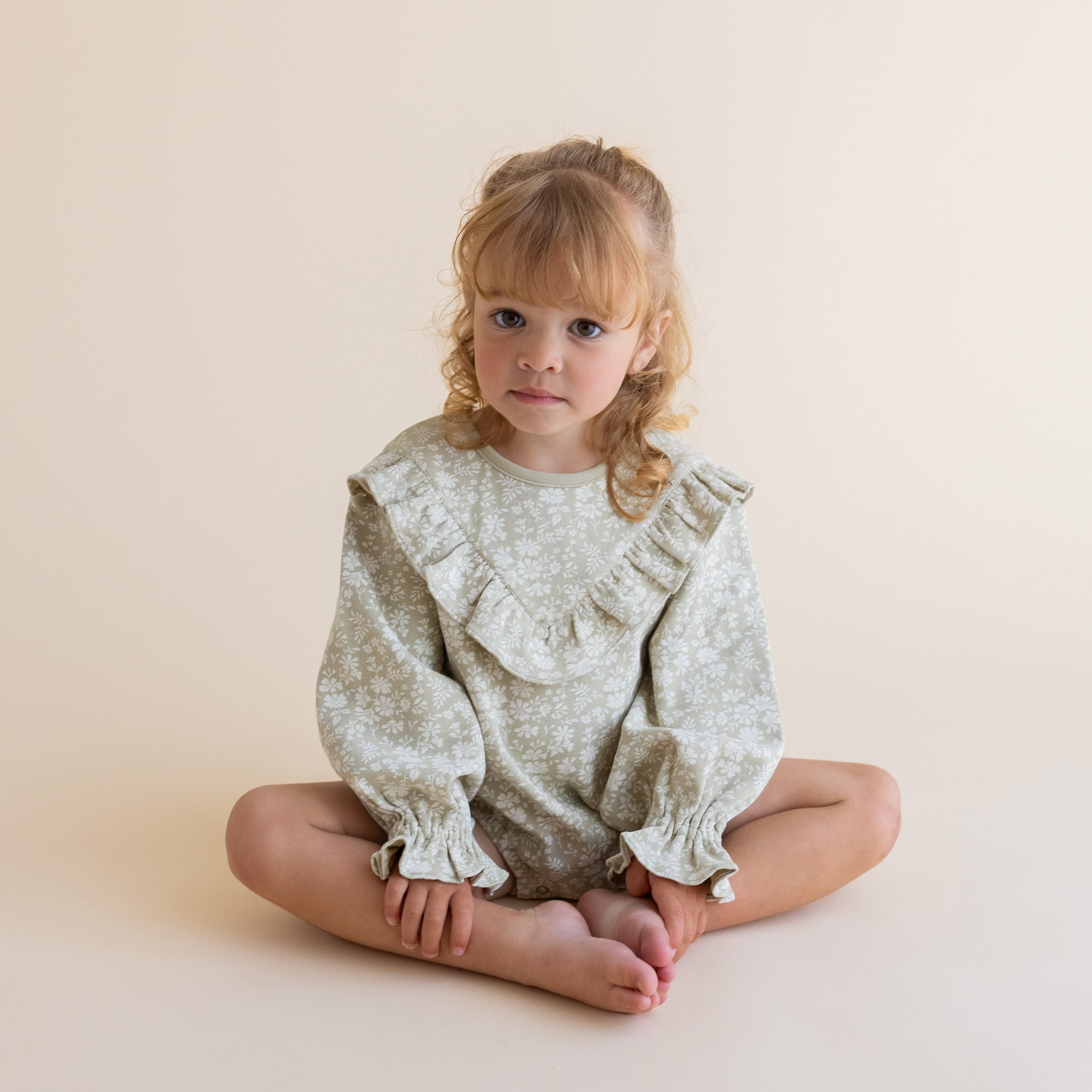 Organic Ruffle Bubble Romper - Wildsage - Makemake Organics