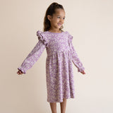 Organic Ruffle Sleeve Dress - Thistle