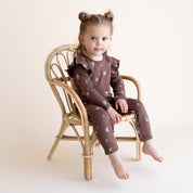 Organic Ruffle Full Sleeve Romper - Birch - Makemake Organics