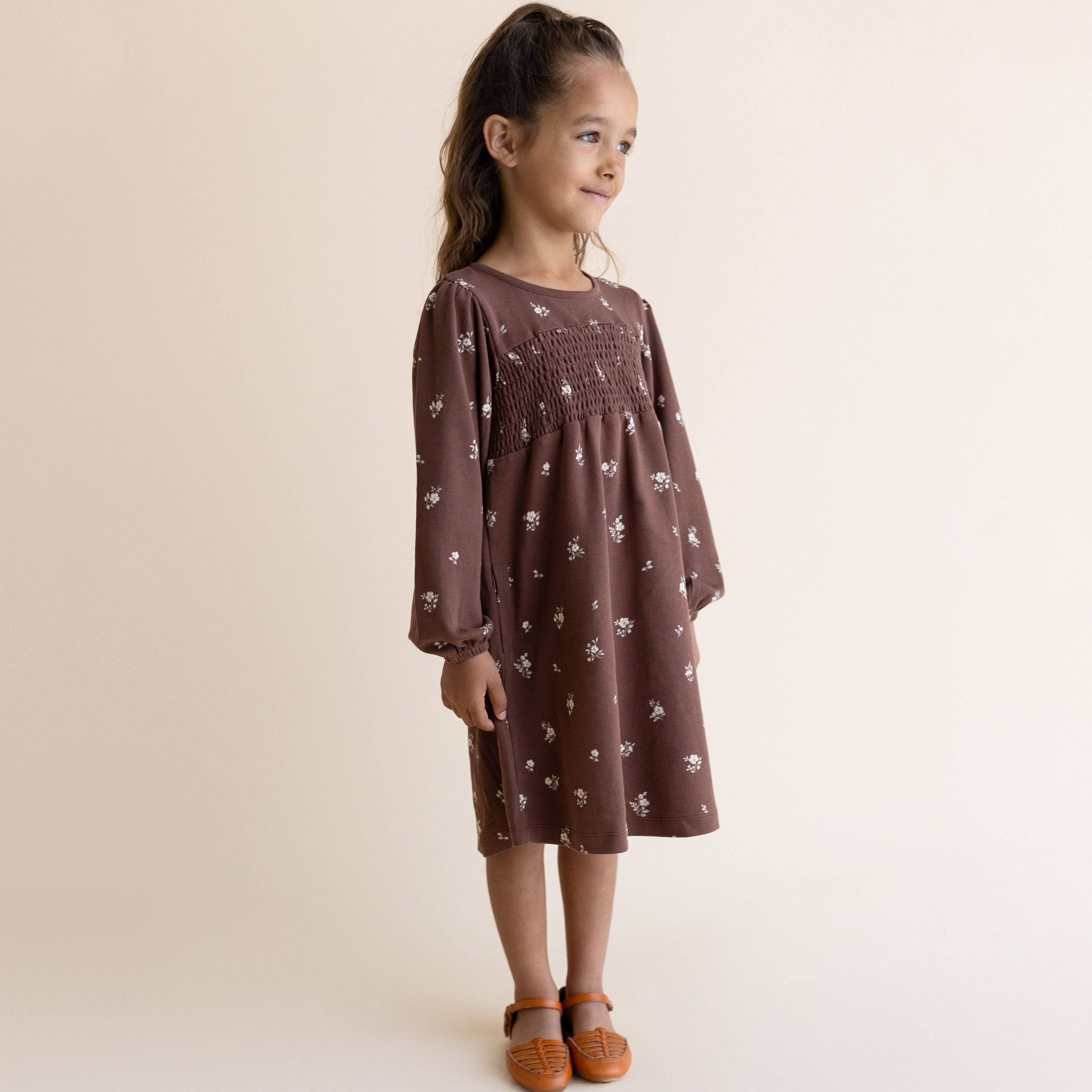 Organic Smocked Sundress - Birch - Makemake Organics