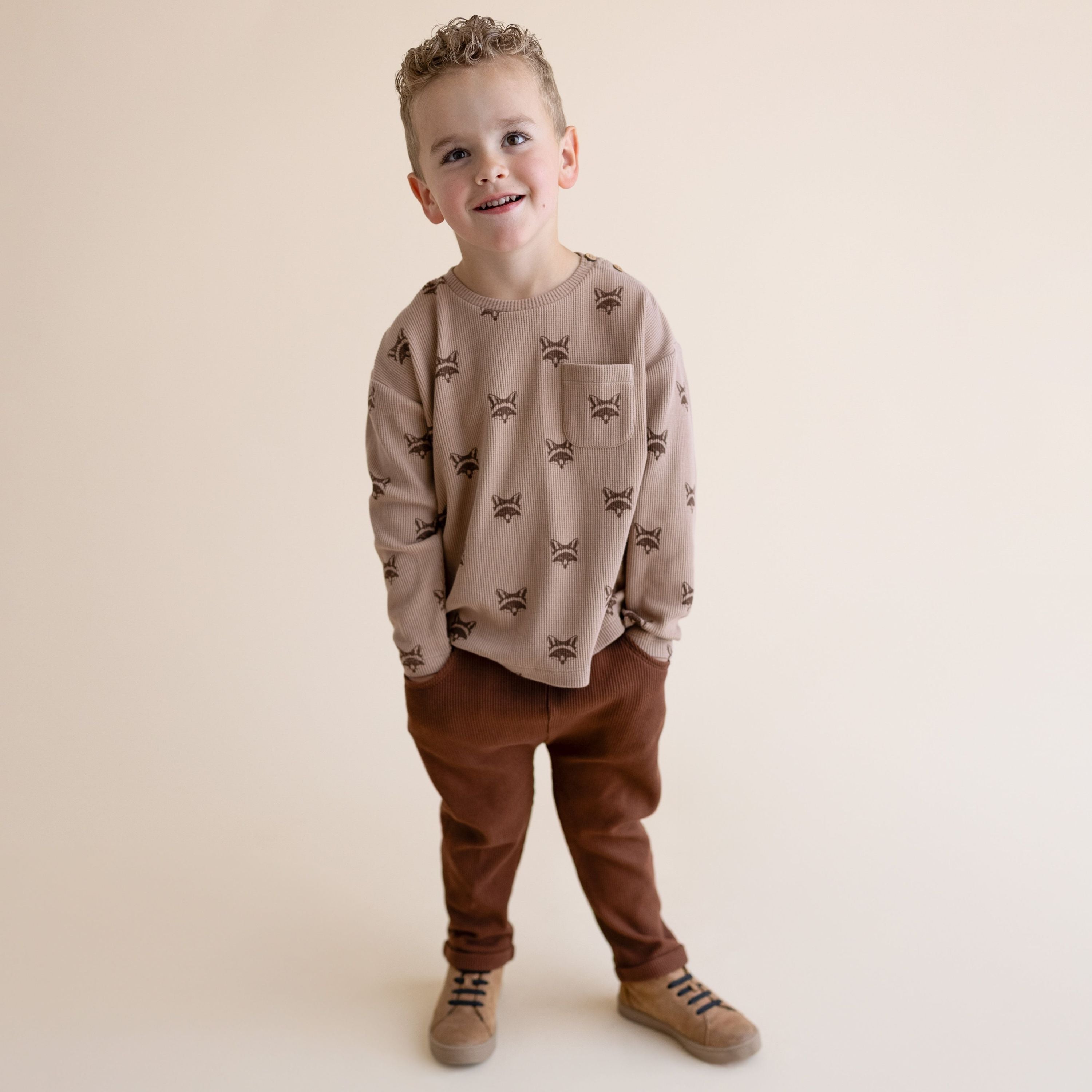Organic Tee & Foldover Pants Set - Fox - Makemake Organics