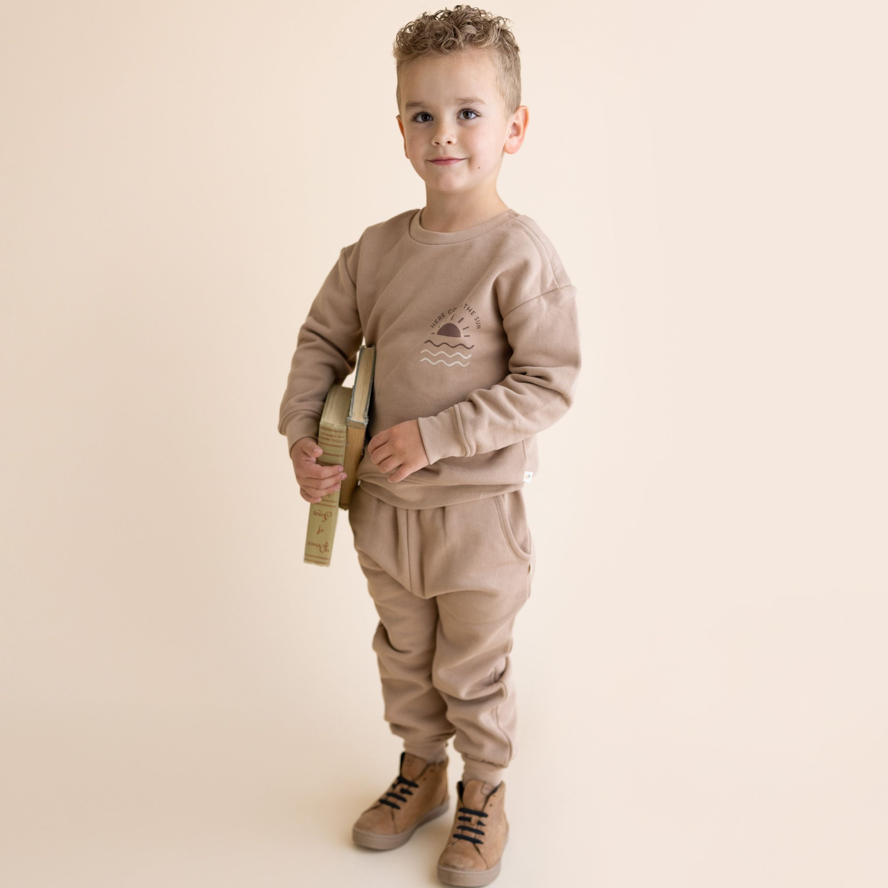 Organic Fleece Jogger Pants - Taupe - Makemake Organics