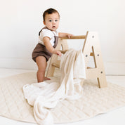 Organic Cotton Pointelle Baby Knit Blanket - Ivory - Makemake Organics