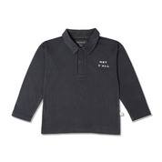 Organic Long Sleeve Polo - Hale Navy - Makemake Organics