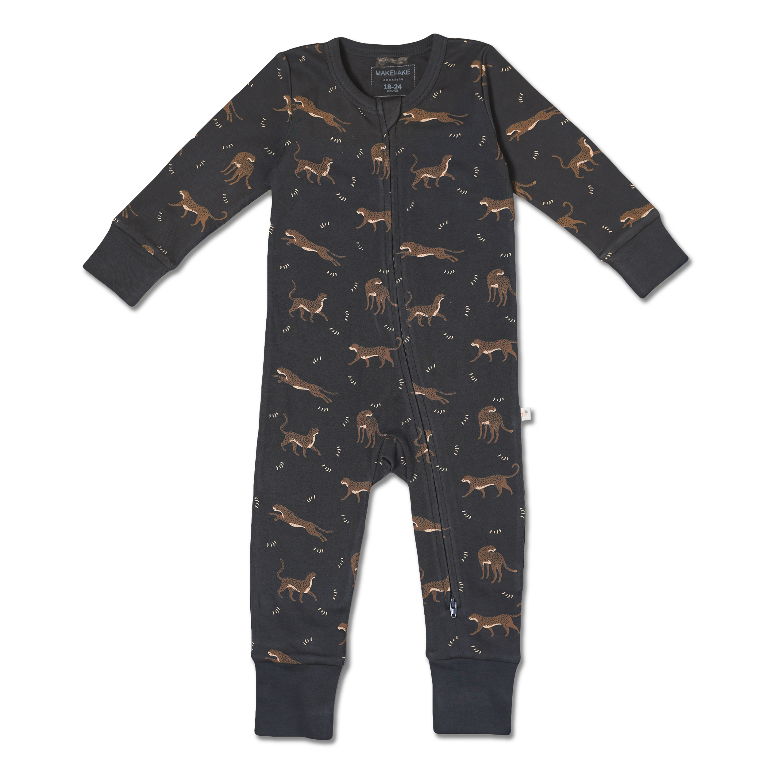 Organic 2-Way Zip Romper - Leopard - Makemake Organics