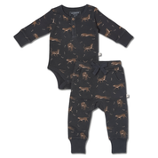 Organic Button Onesie & Pants Set - Leopard - Makemake Organics