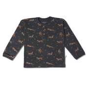 Organic Henley Tee - Leopard - Makemake Organics