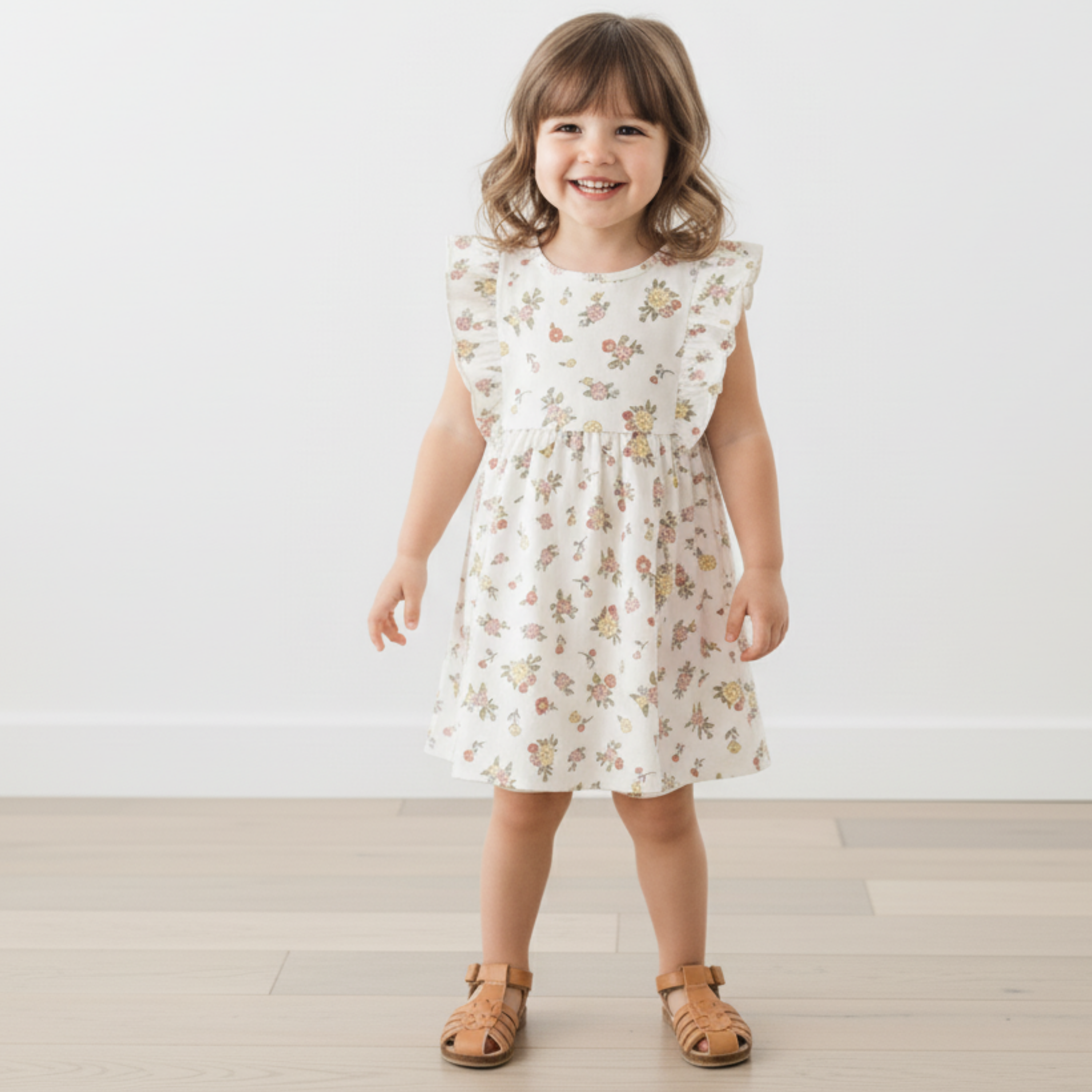 Organic Flutter Dress - Meadow - Makemake Organics