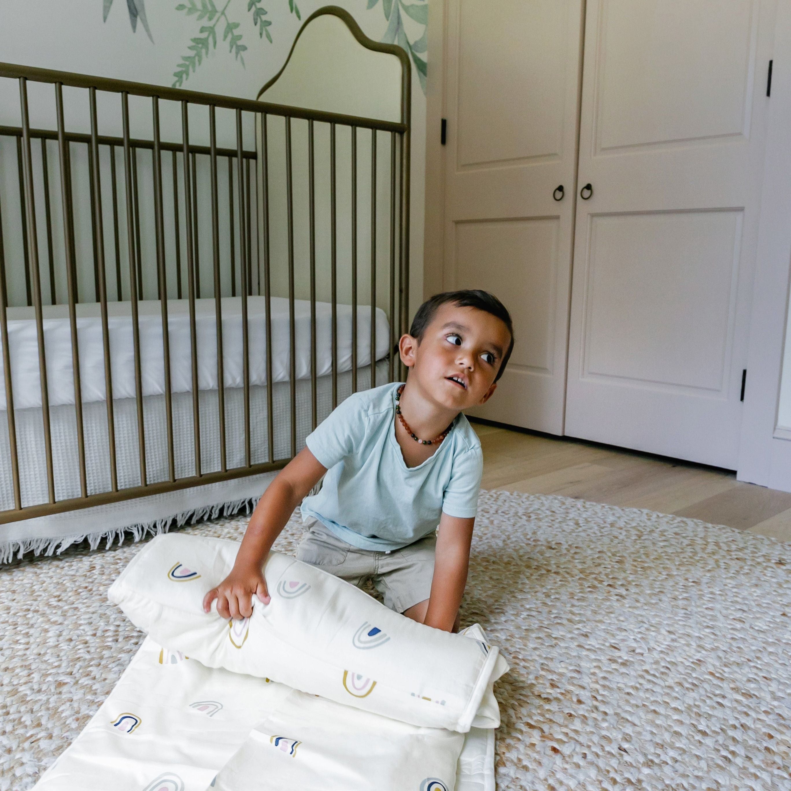 Organic Cozy Comfort Nap Mat - Rainbow - Makemake Organics