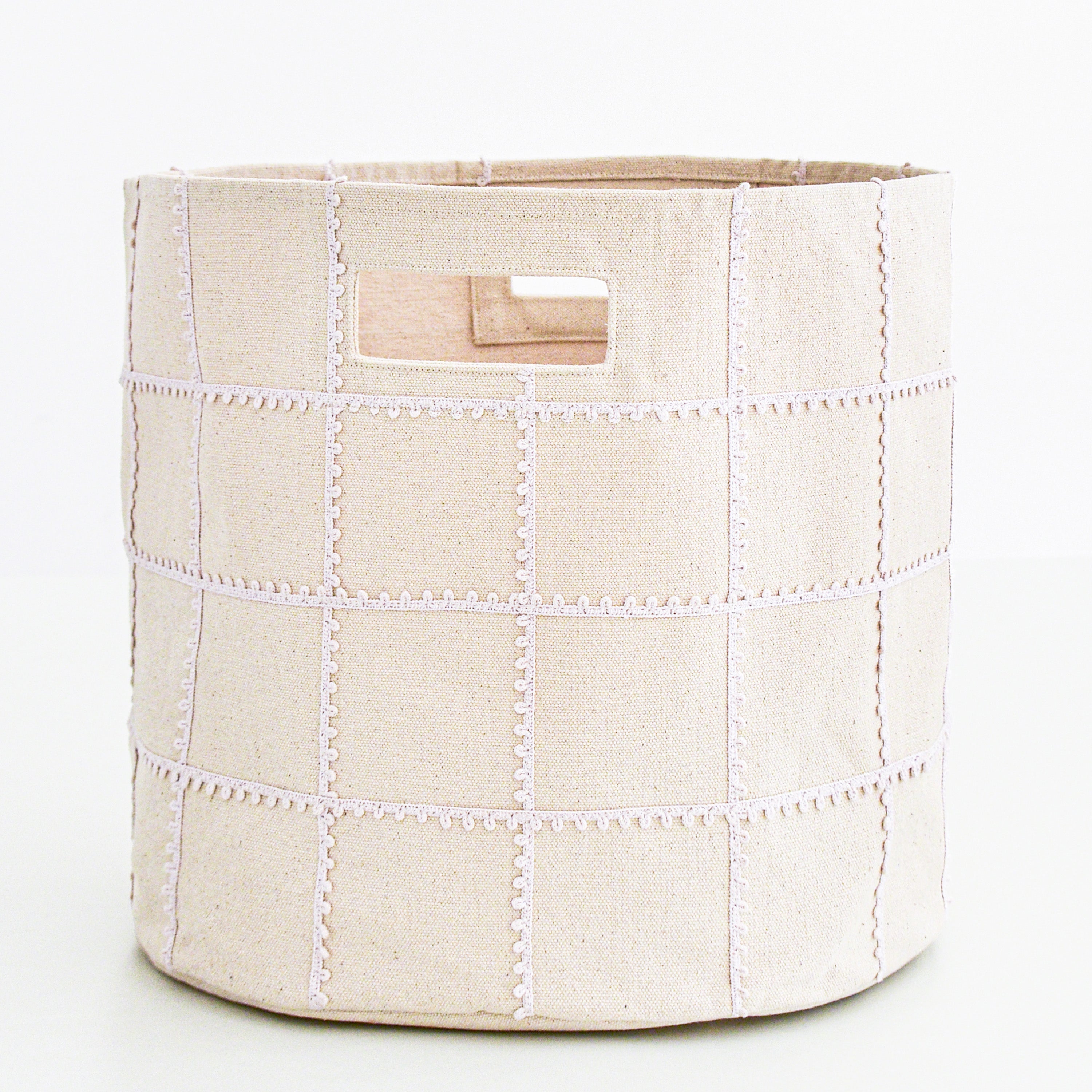 Handmade Canvas Storage Basket Lace - Taupe - Makemake Organics
