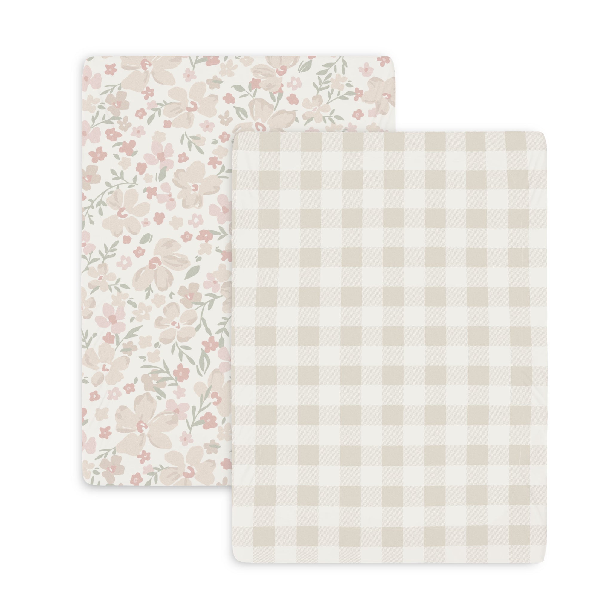 Mini Crib Fitted Sheet Set- Blossom & Plaid