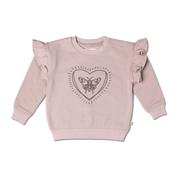 Organic Fleece Ruffle Sleeve Sweatshirt - Love Wings - Makemake Organics