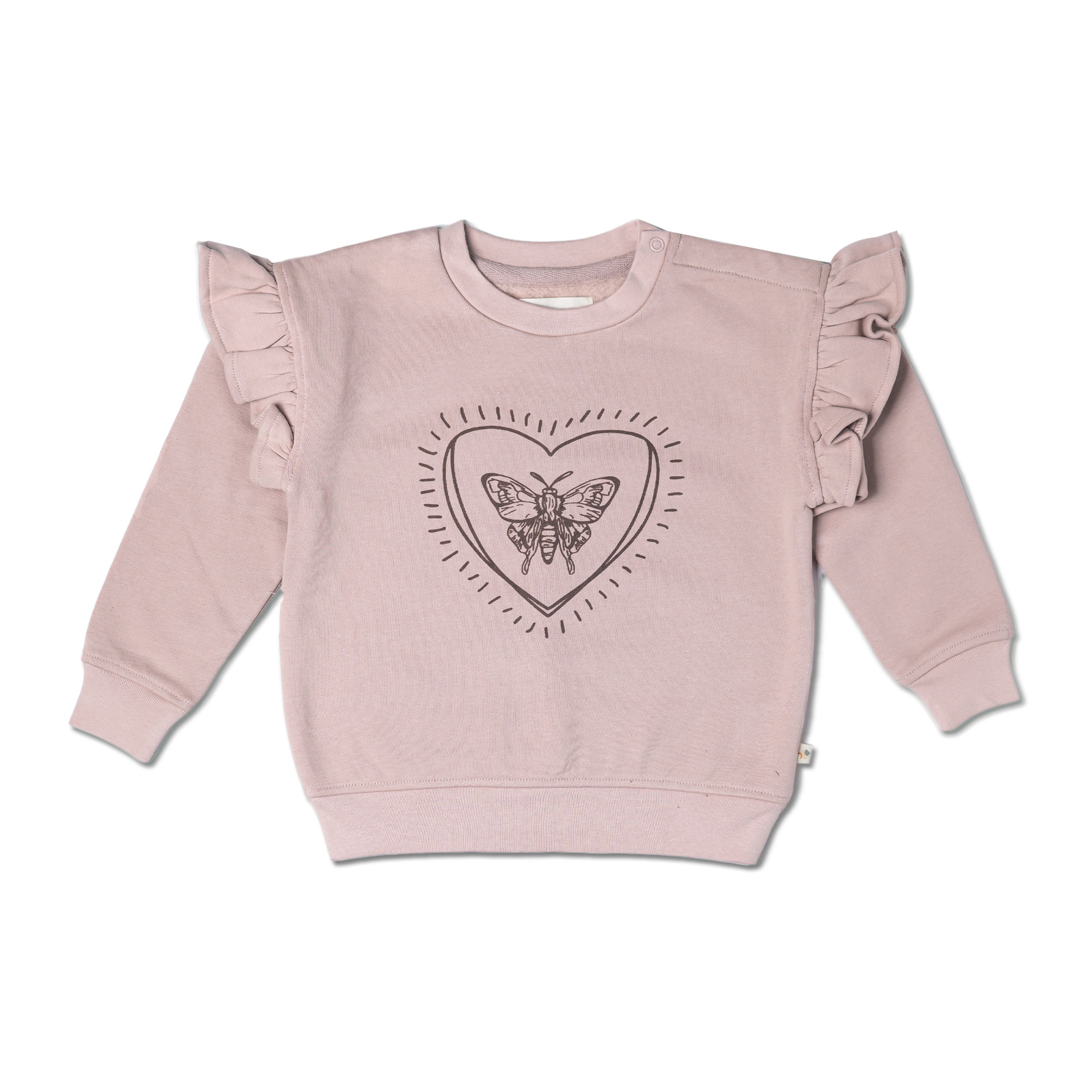 Organic Fleece Ruffle Sleeve Sweatshirt - Love Wings - Makemake Organics