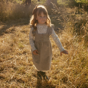 Organic Ruffle Corduroy Dress - Olive - Makemake Organics
