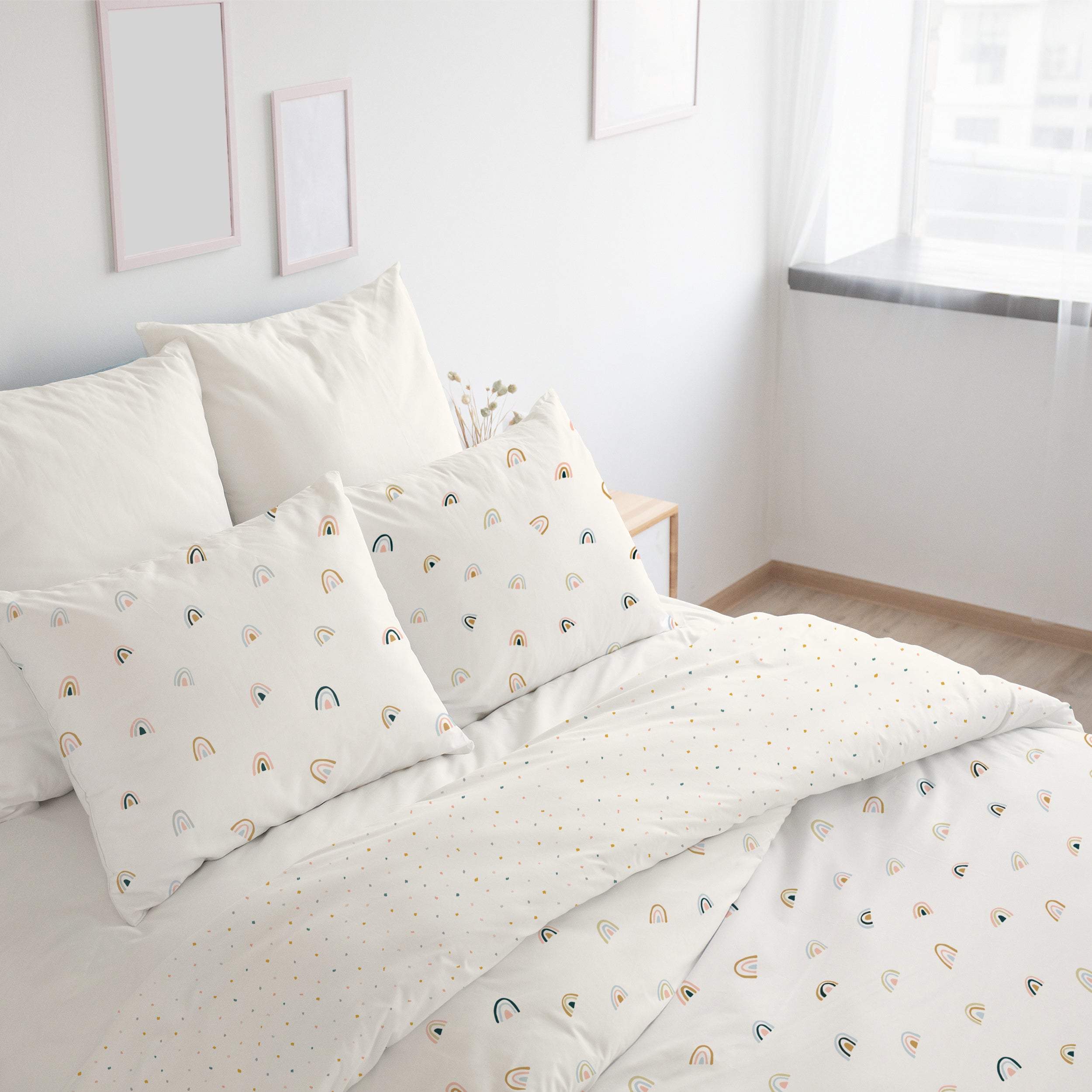 Organic Duvet Cover - Dotty & Rainbow - Makemake Organics