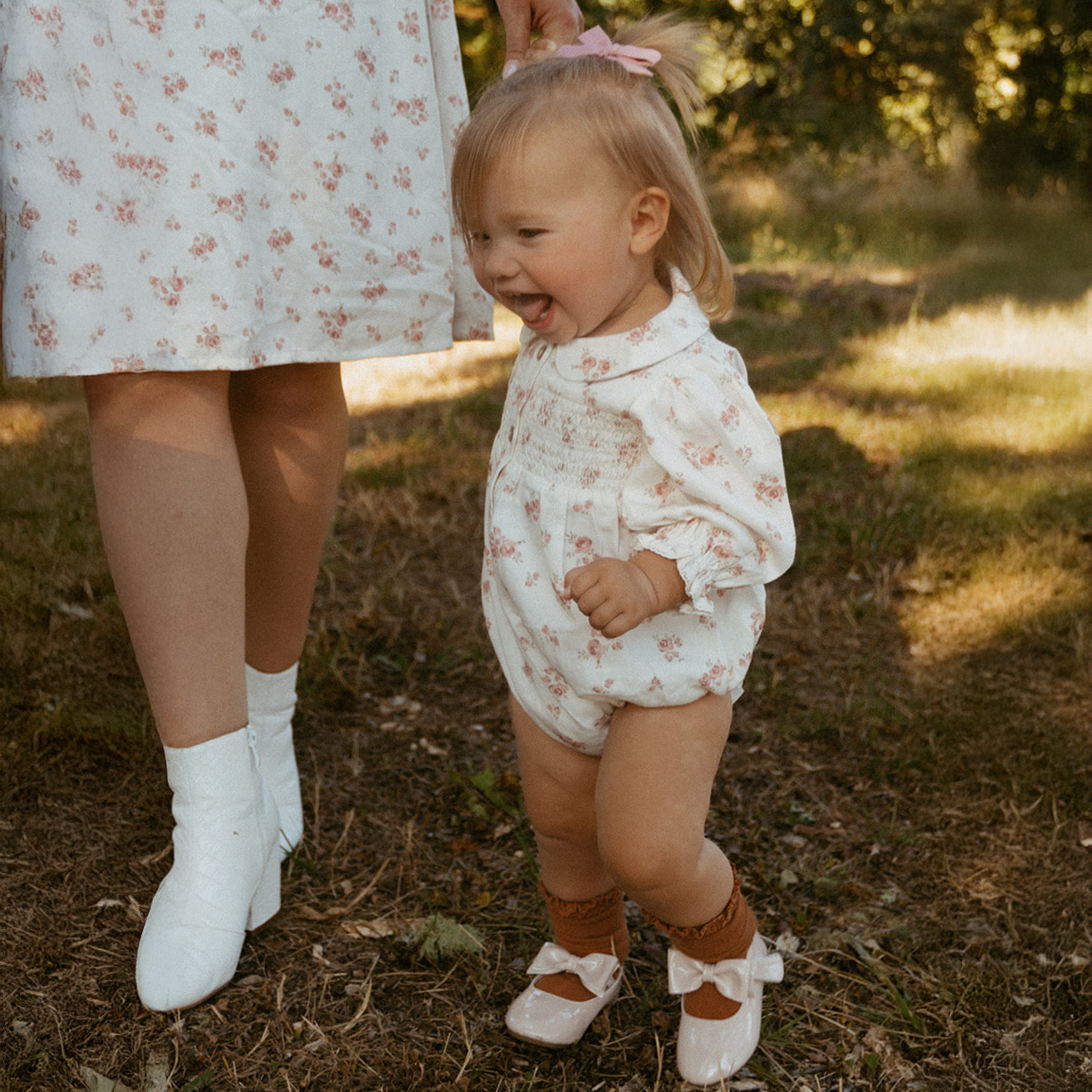 Organic Smocked Bubble Romper - Rustic Rose - Makemake Organics