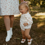 Organic Smocked Bubble Romper - Rustic Rose - Makemake Organics