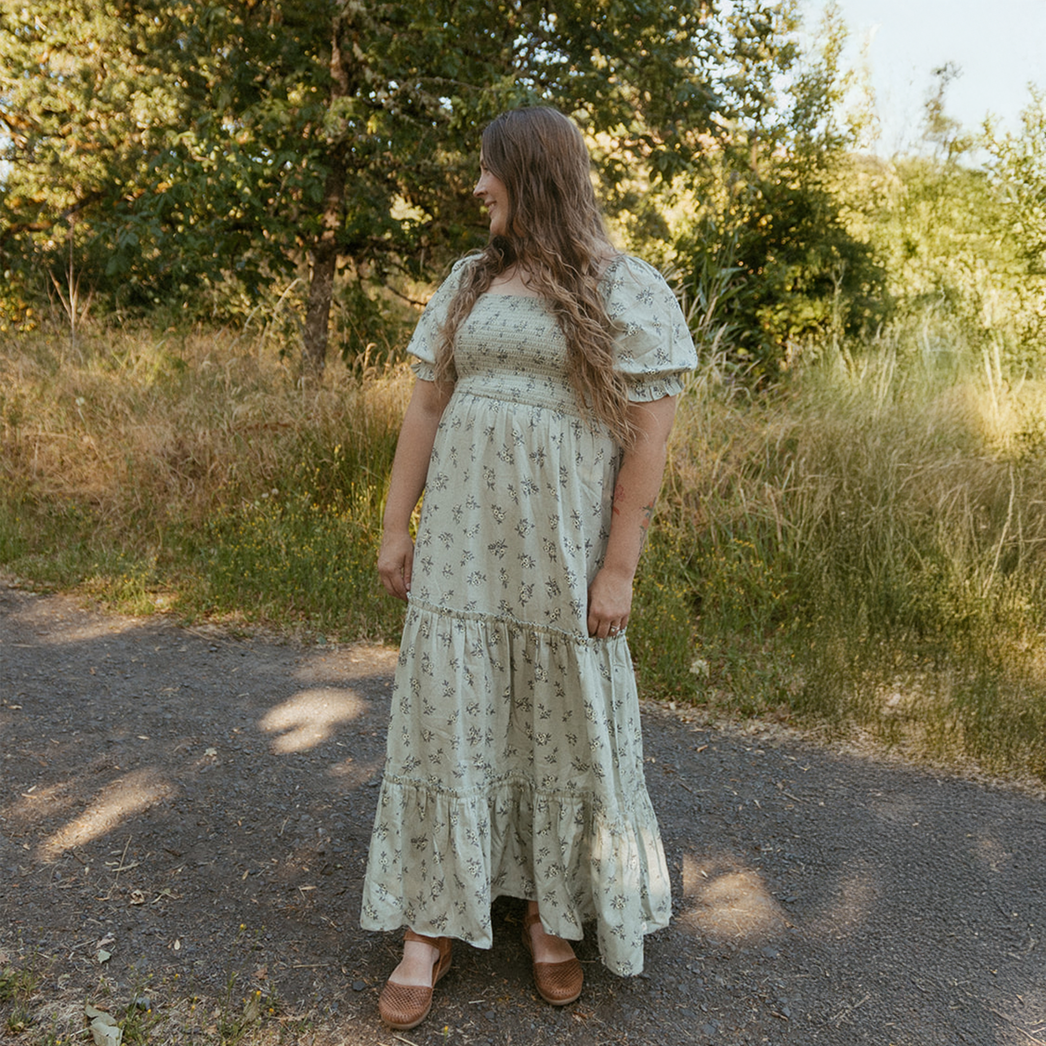Makemake Organics Organic Smocked Tiered Dress