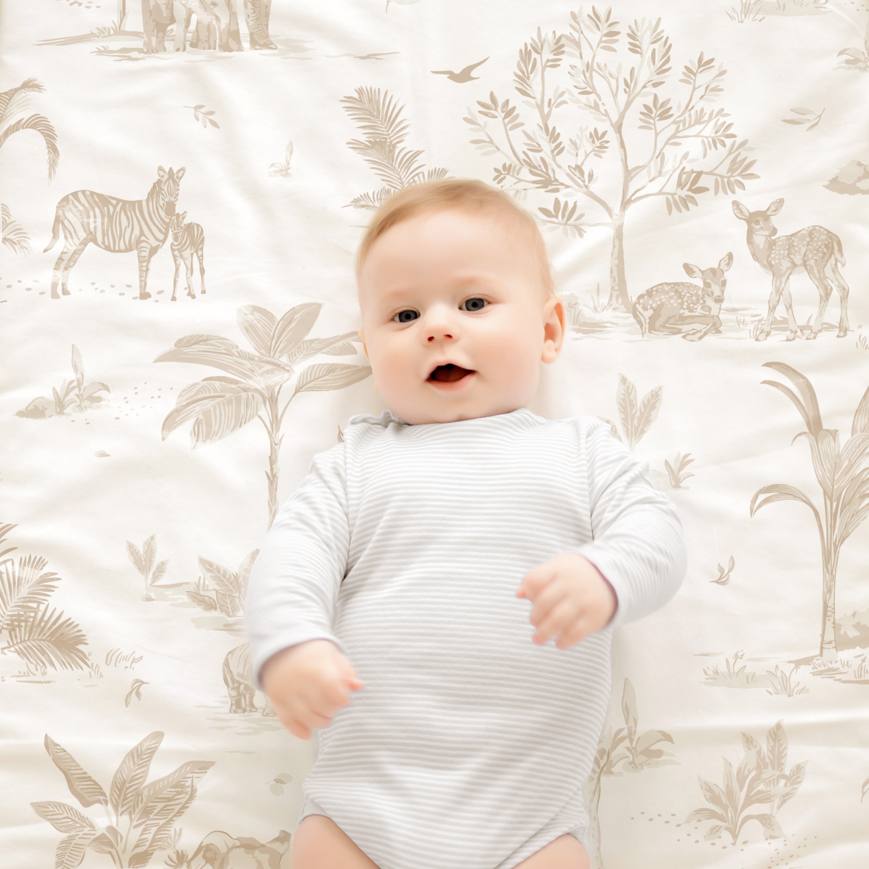 Organic Crib Sheet - Safari - Makemake Organics