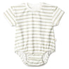 Organic Short Sleeve Bubble Romper - Sage Stripes - Makemake Organics