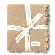 Organic Cotton Scalloped Baby Knit Blanket - Sand (Open Box) - Makemake Organics