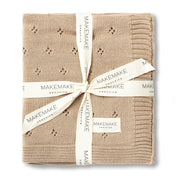 Organic Cotton Pointelle Baby Knit Blanket - Sand - Makemake Organics