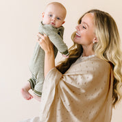 Organic Cotton Pointelle Baby Knit Blanket - Sand - Makemake Organics