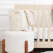 Handmade Canvas Storage Basket Pom Pom - Ivory - Makemake Organics