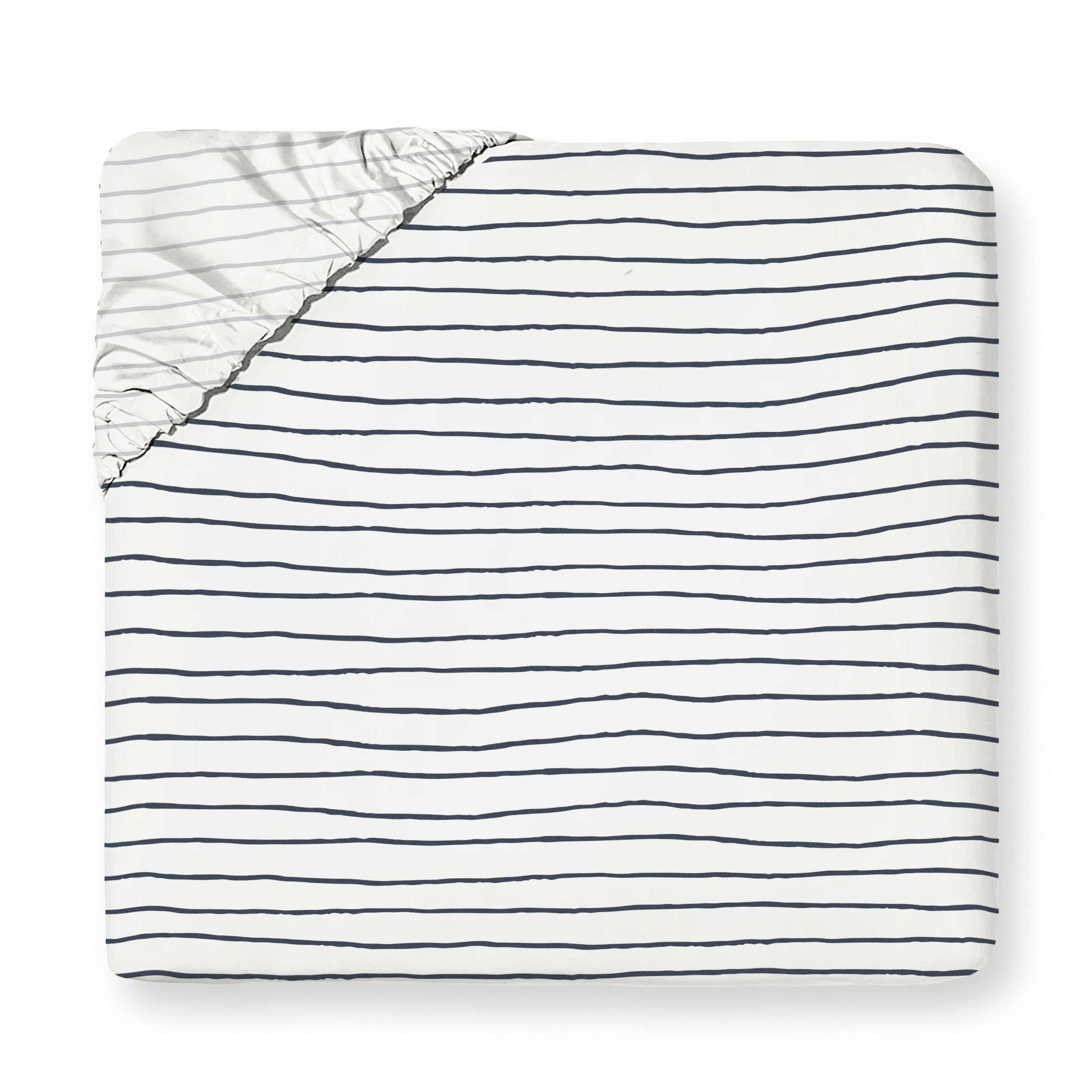 Organic Kids Fitted Sheet - Navy Stripes - Makemake Organics