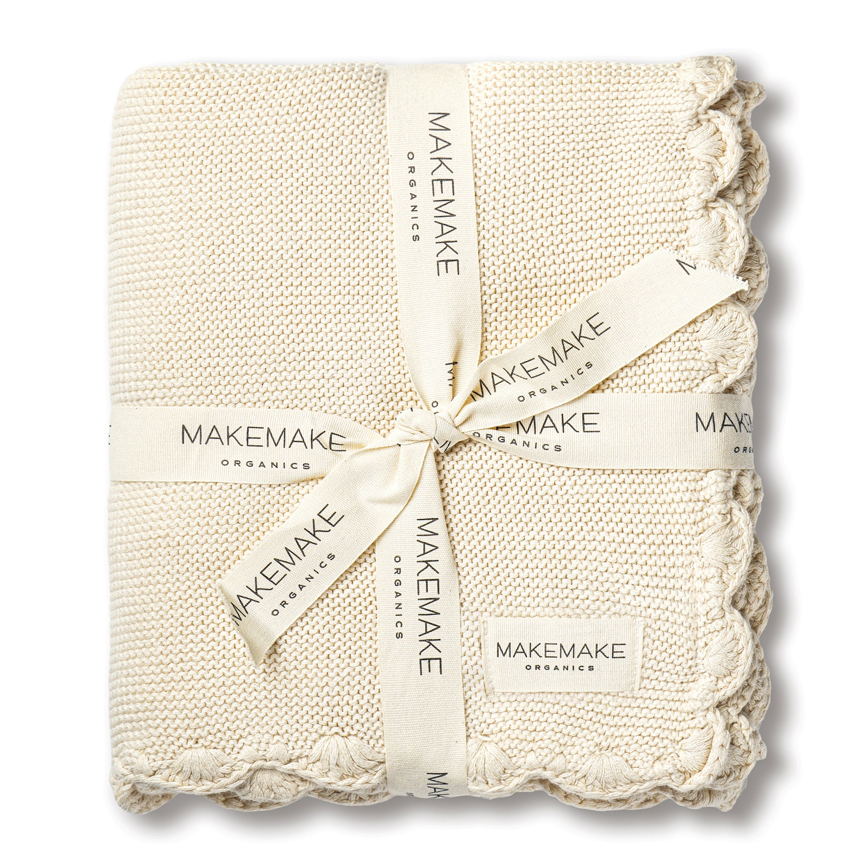 Organic Cotton Scalloped Baby Blanket - Vanilla - Makemake Organics
