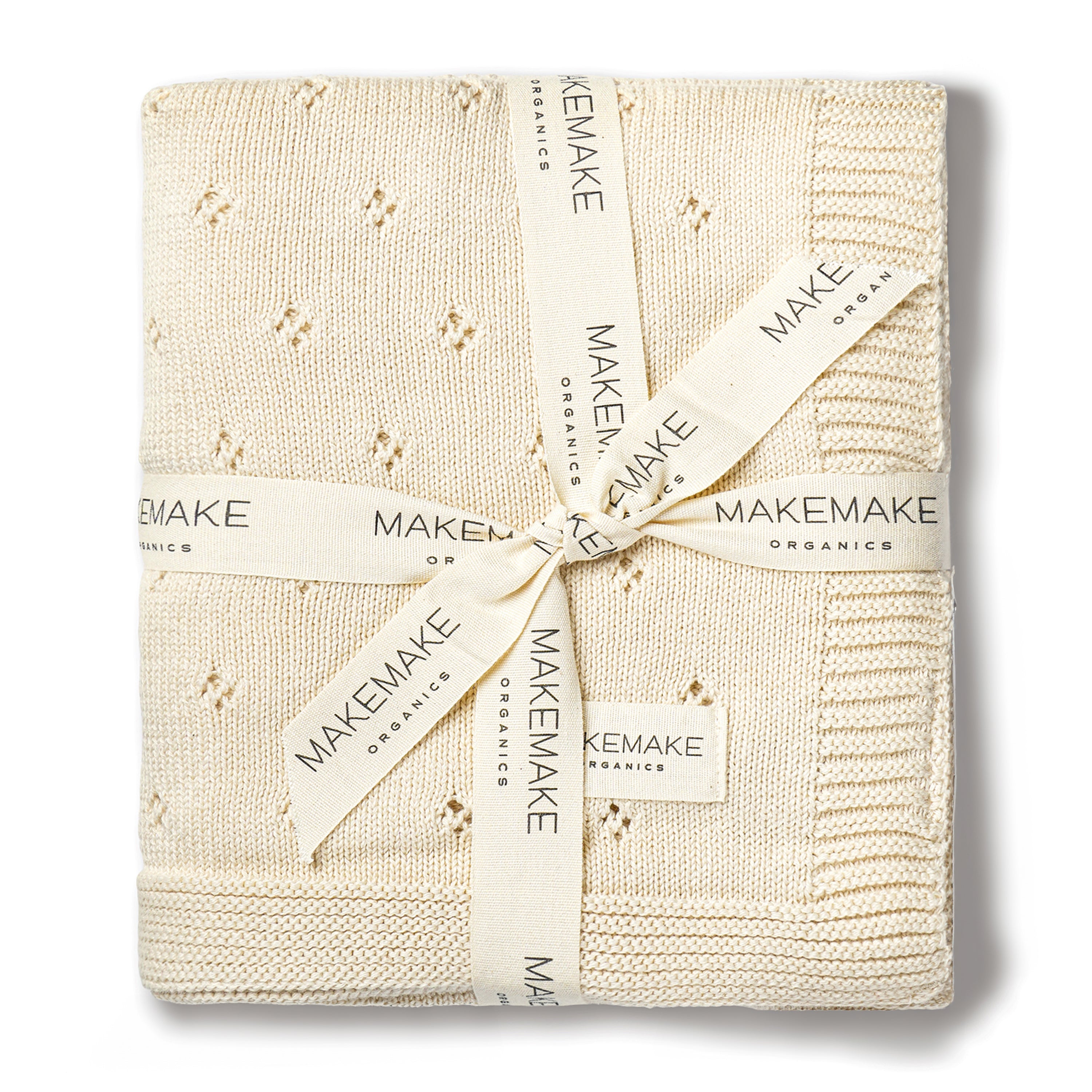 Organic Baby Blanket Knit Pointelle - Vanilla - Makemake Organics