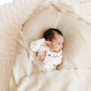 Organic Cotton Scalloped Baby Blanket - Vanilla - Makemake Organics