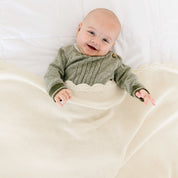 Organic Cotton Scalloped Baby Blanket - Vanilla - Makemake Organics
