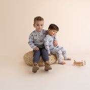 Organic Henley Tee - Airplanes - Makemake Organics