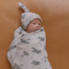 Organic Swaddle Blanket & Hat Set - Airplanes - Makemake Organics