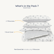 Organic Duvet Cover - Astro & Navy Blue Stripes - Makemake Organics